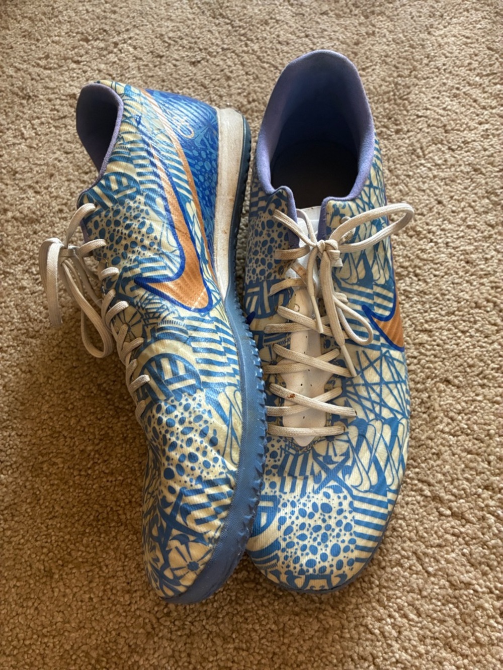 Nike Mercurial Vapor Academy Soccer Cleats Blue White Graphic Print size 13
